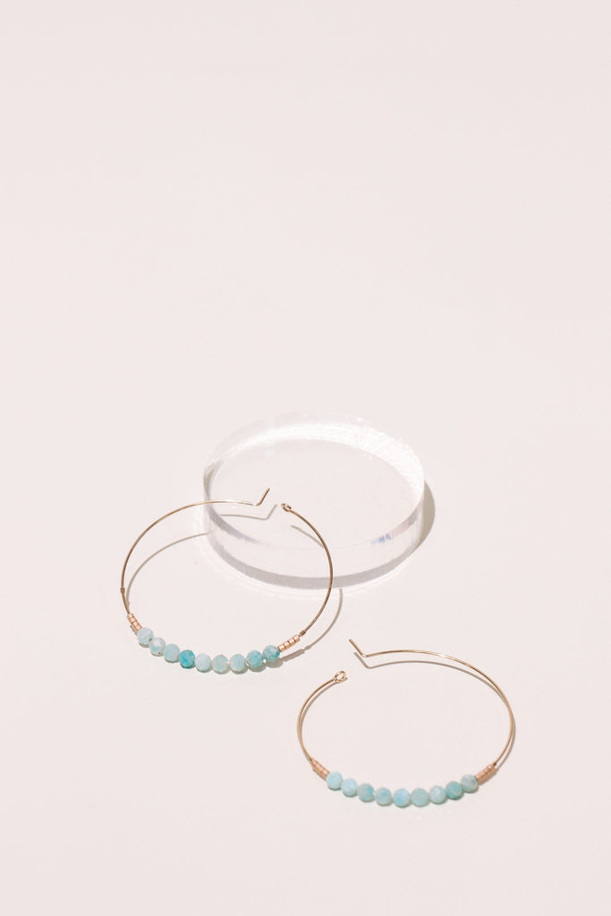 Amazonite Gemstone Hoop Earrings - Heyday