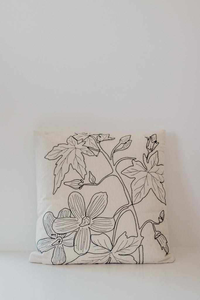 Black + Cream Botanical Pillow - Heyday