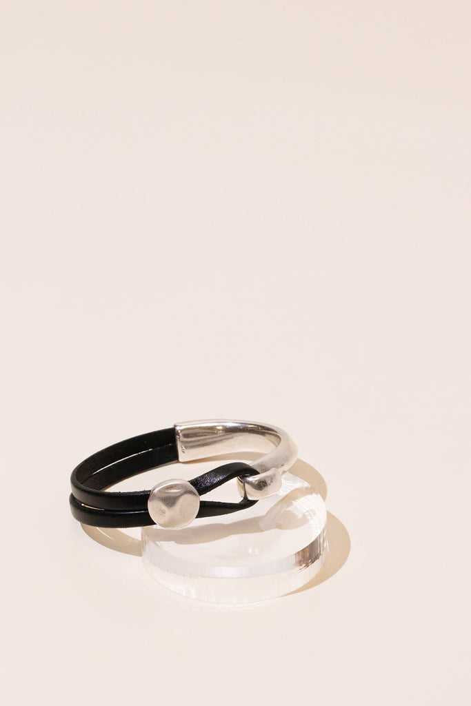 Black Hammered Round Cuff Bracelet - Heyday