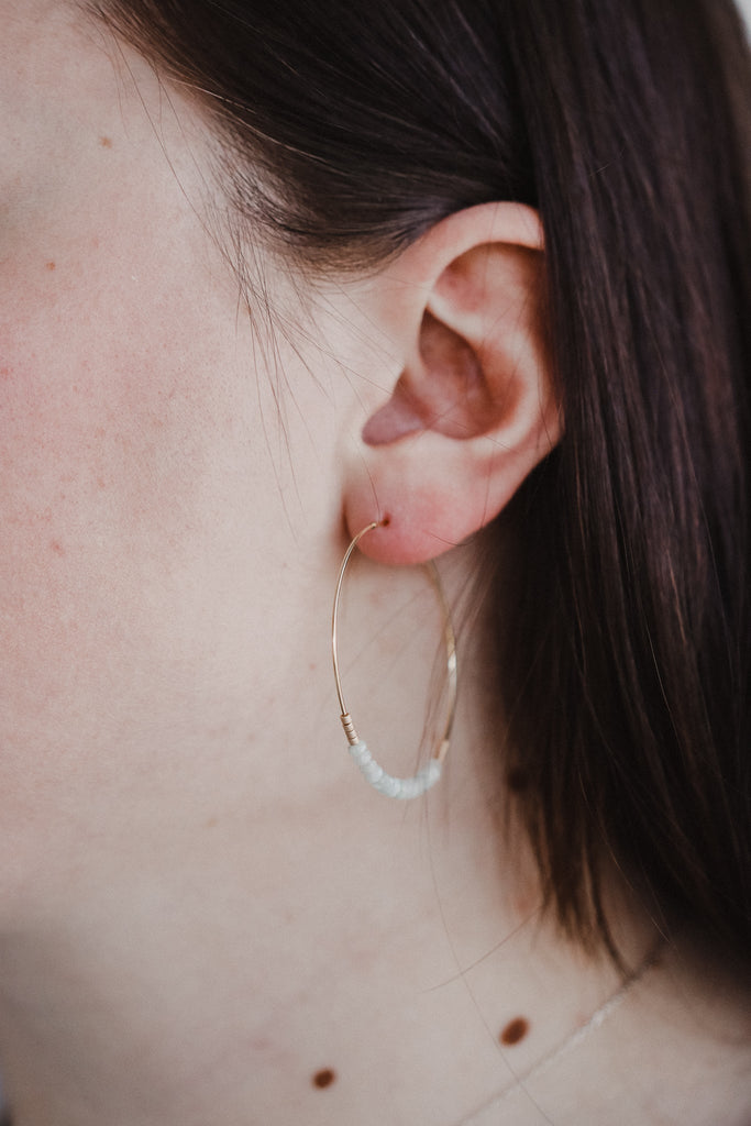 Jadeite Gemstone Hoop Earrings - Heyday
