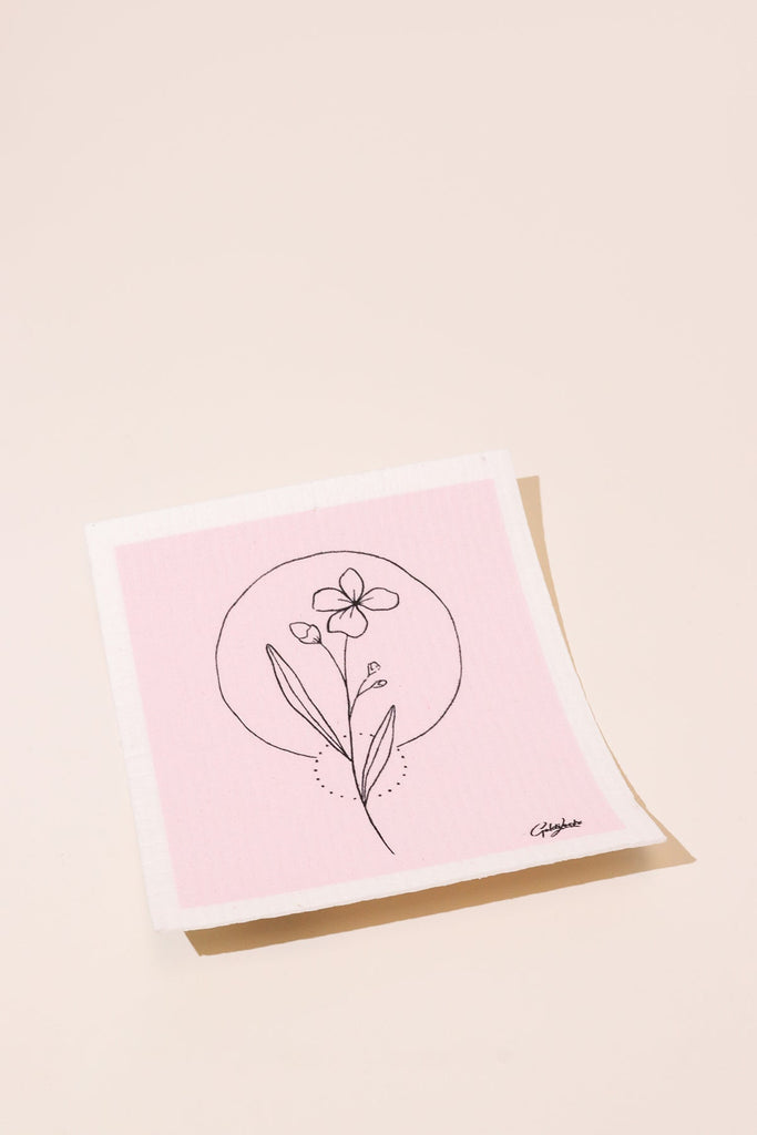Pink Wildflower Swedish Dishcloth - Heyday