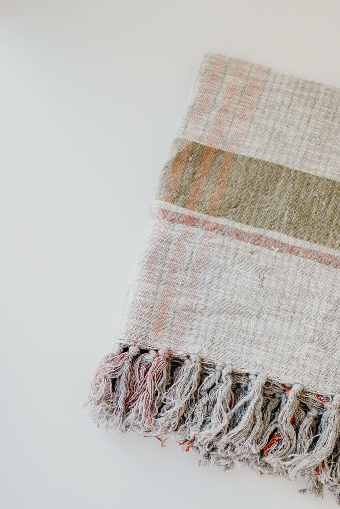 Plaid Linen + Cotton Blend Throw Blanket - Heyday
