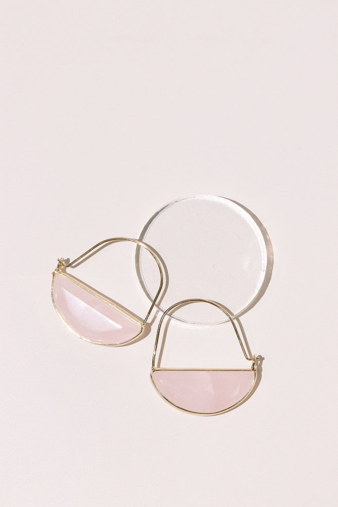 Rose Quartz + Gold Prism Earrings - Heyday