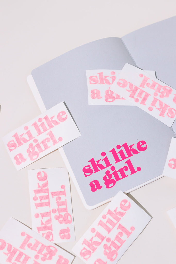 Ski Like a Girl Small Hot Pink Sticker - Heyday
