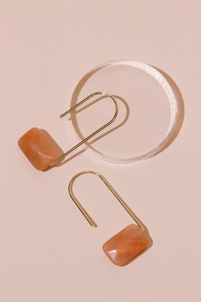 Sunstone + Gold Gemstone Earrings - Heyday