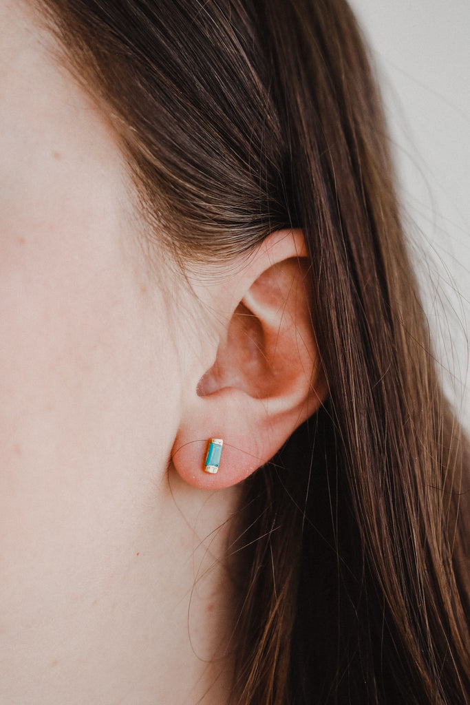 Turquoise Baguette Studs - Heyday