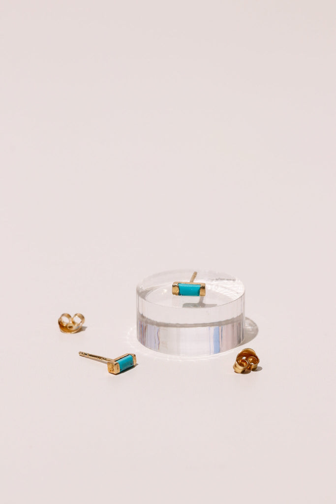 Turquoise Baguette Studs - Heyday