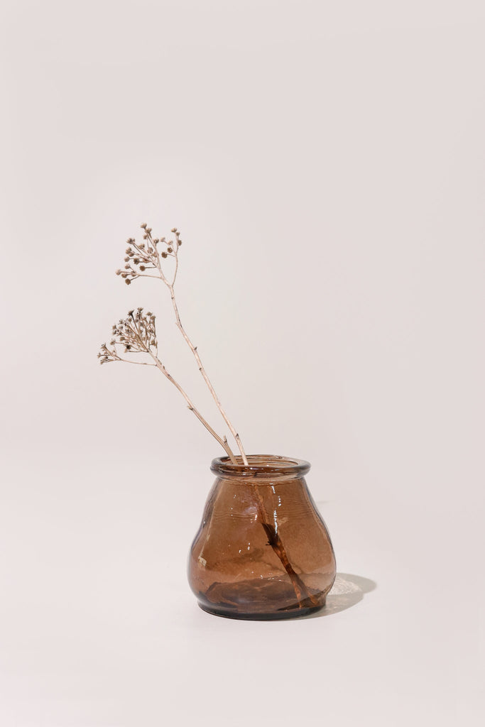Valencia brown glass vase and votive