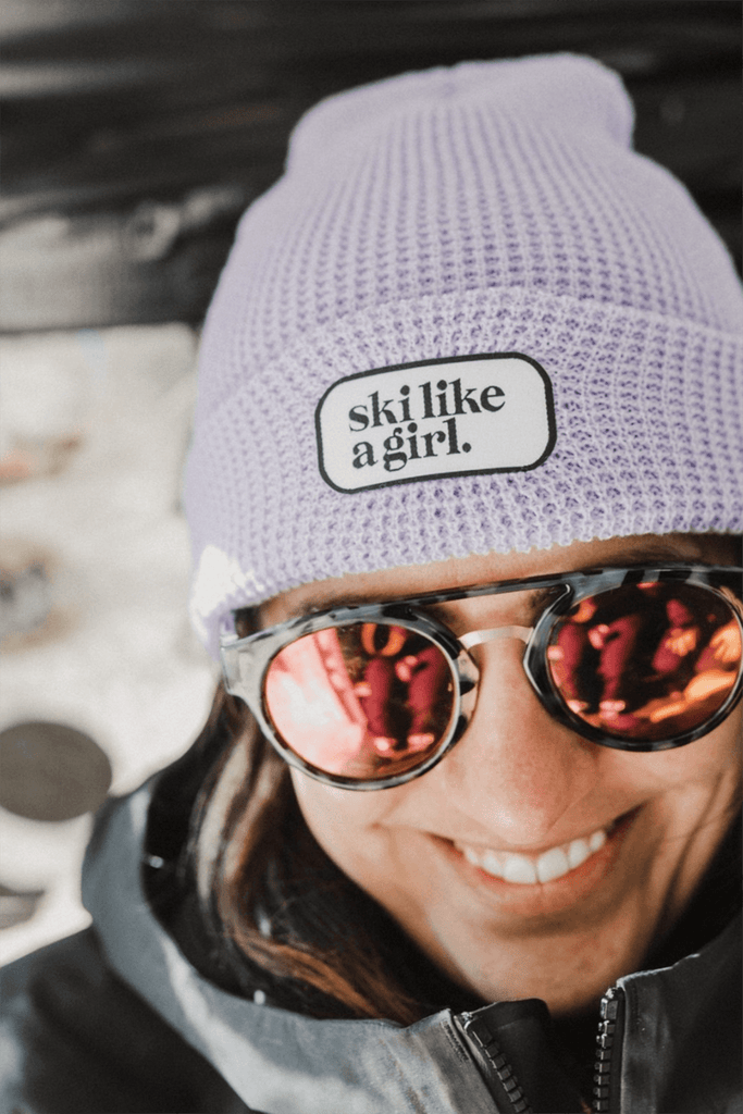 Ski Like A Girl Lavender Waffle Beanie - Heyday